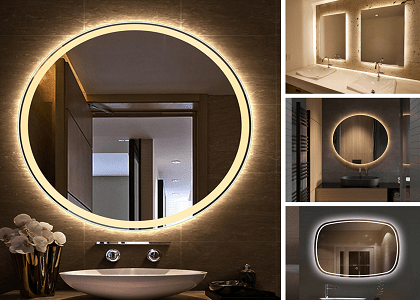 Bathroom lighting with hidden light mirror